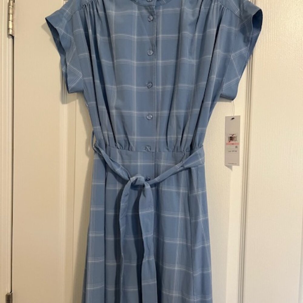 Calvin Klein plaid shirt dress.